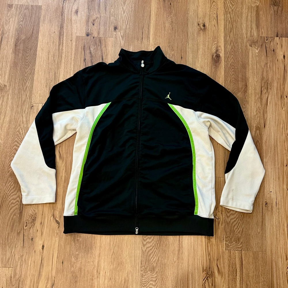 Air Jordan Mens XXL Tracksuit Jacket Pants Set Jumpman Mesh Black Lime Green XXL
